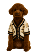 Classic Knit Dog Cardigan – Beige & Brown Pattern