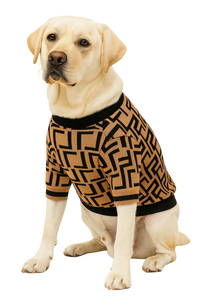 Luxury Geometric Knit Dog Sweater – Beige & Black