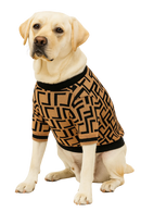 Luxury Geometric Knit Dog Sweater – Beige & Black