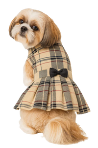 Plaid Dog Dress with Bow – Elegant Pet Outfit