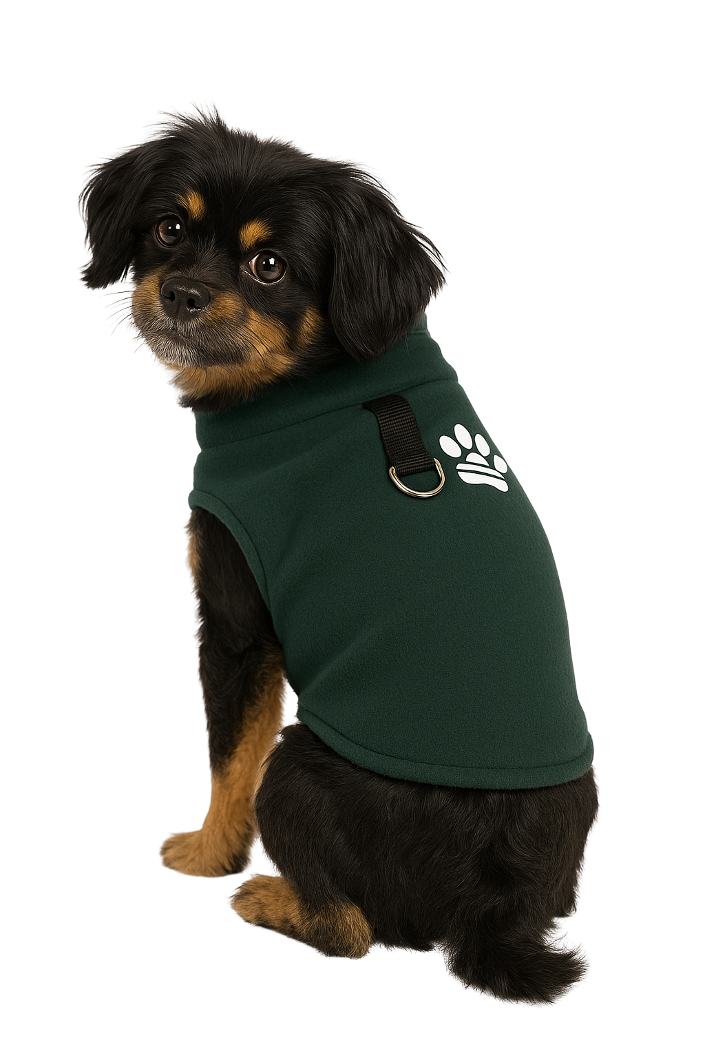 Cozy Green Fleece Dog Jacket with Built-in D-Ring