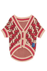 Chic Pink Patterned Knit Dog Sweater