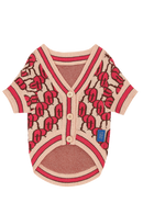 Chic Pink Patterned Knit Dog Sweater