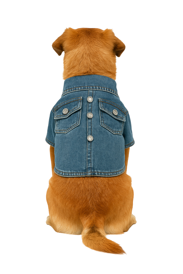 Denim Dog Jacket with Buttons