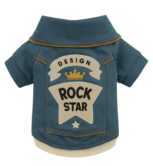 Rock Star Denim Dog Jacket – Stylish & Trendy Pet Outfit
