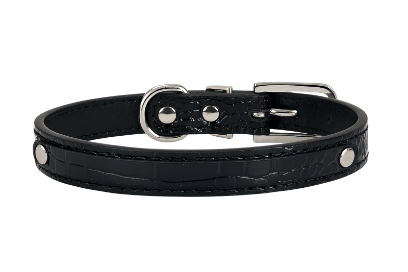 Black Croc-Style Dog Collar