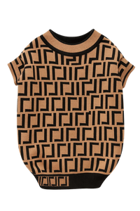 Luxury Geometric Knit Dog Sweater – Beige & Black