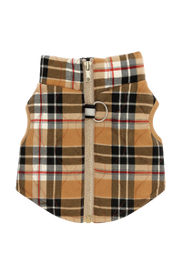Plaid Dog Vest with Zipper and Harness Ring