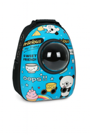 Blue Cartoon Pet Carrier Backpack with Bubble Window