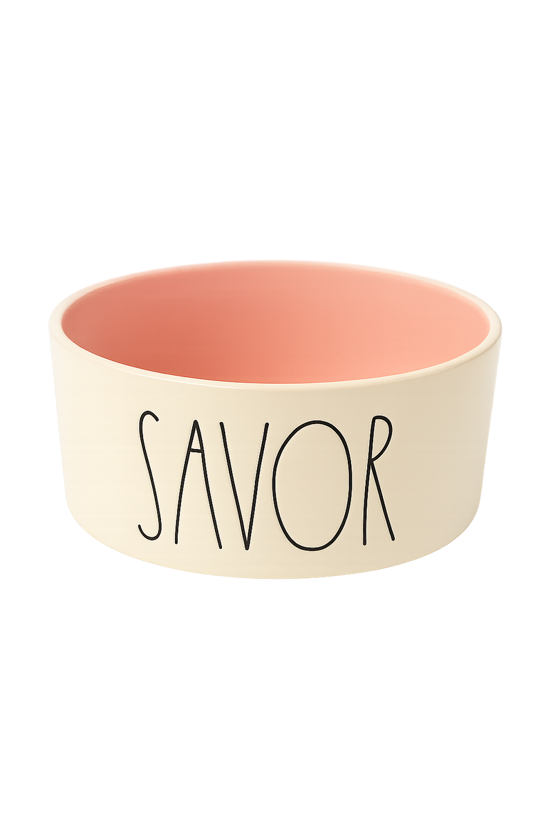 Savor Ceramic Pet Bowl – Pink Interior