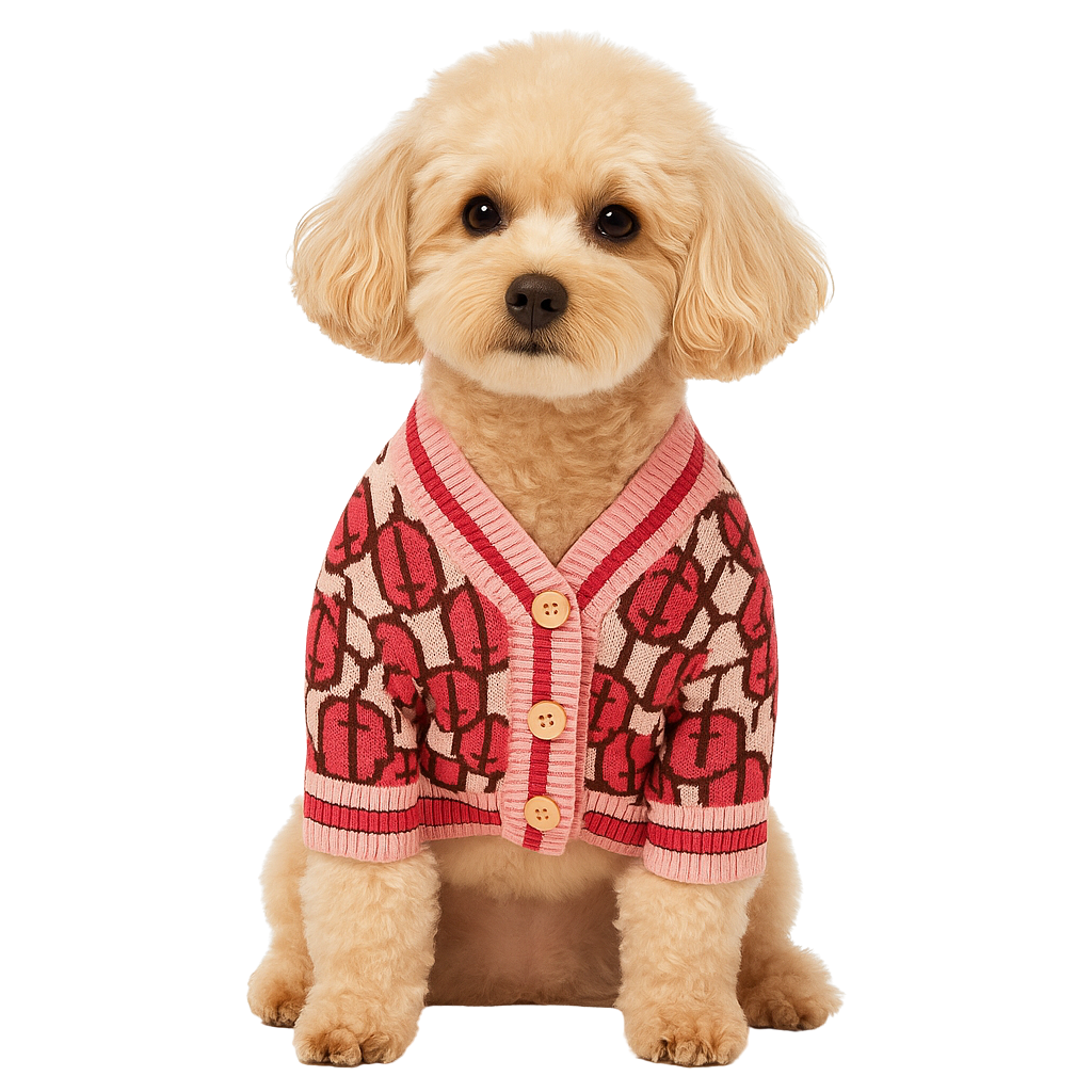 Chic Pink Patterned Knit Dog Sweater