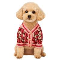 Chic Pink Patterned Knit Dog Sweater