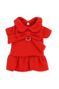 Elegant Red Bow Dress with Leash for Dogs