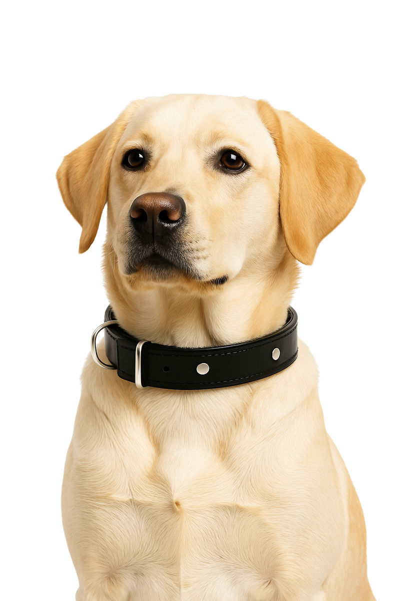 Classic Black Leather Dog Collar
