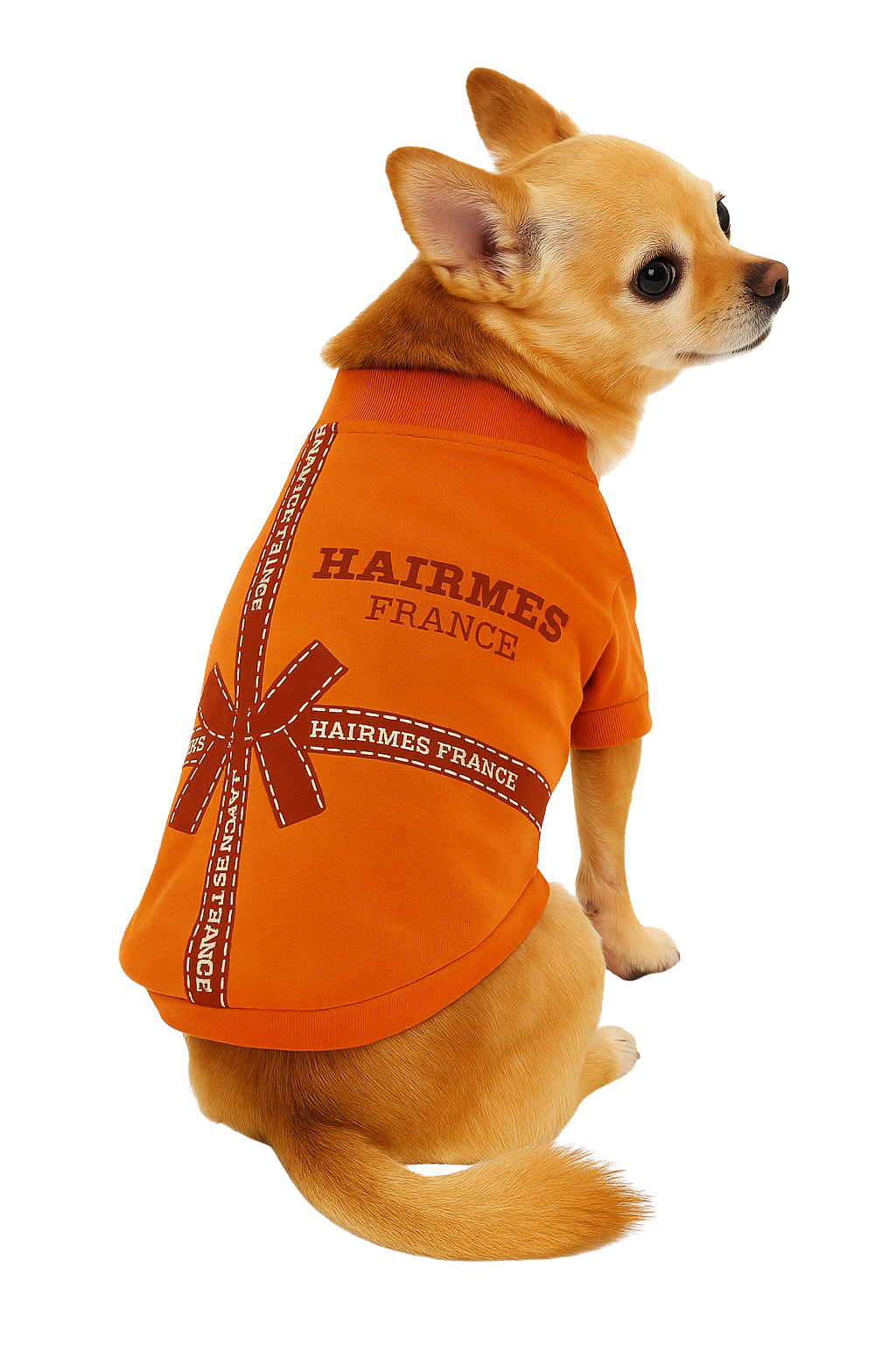 Luxury "Hairmes France" Dog T-Shirt – Orange Edition