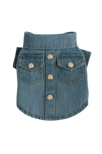 Denim Dog Jacket with Buttons